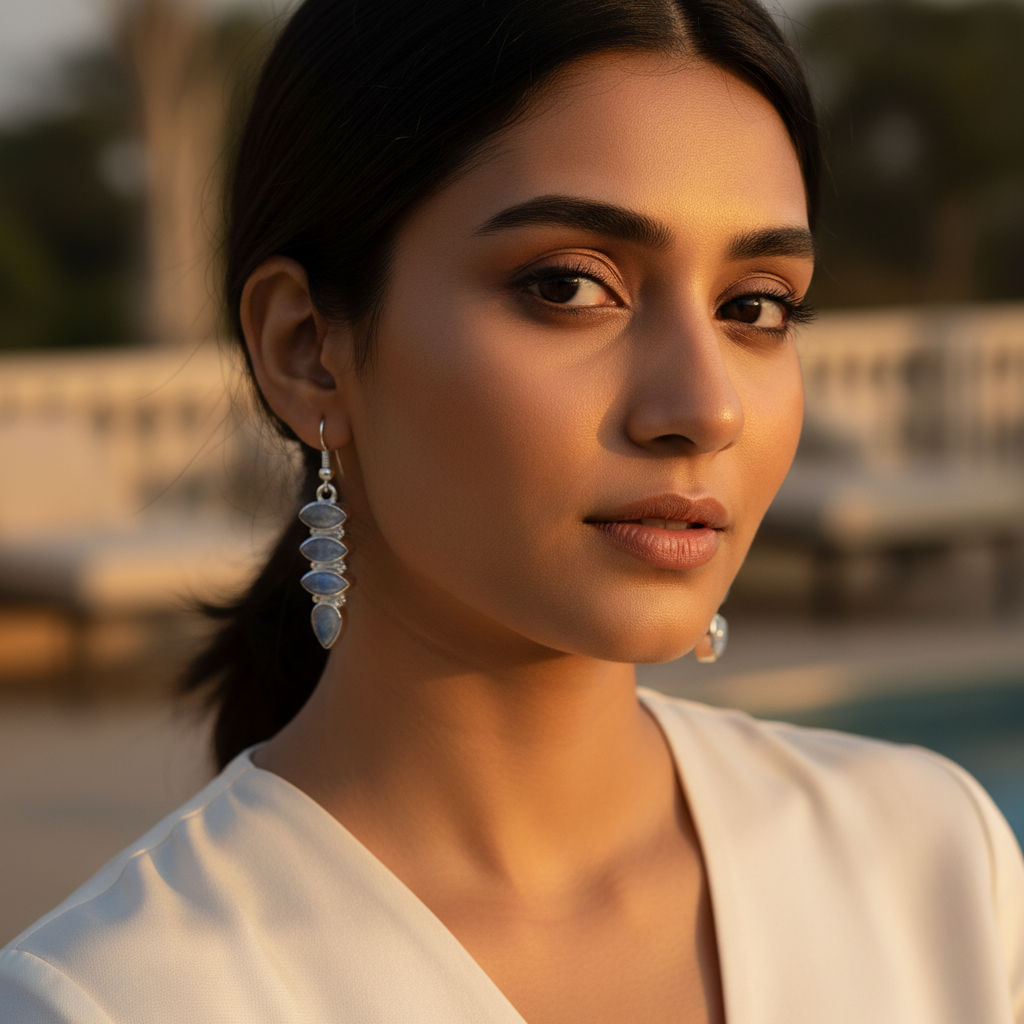 925 Silver Moonstone Drop Earrings for Women | Dangle Jewelry