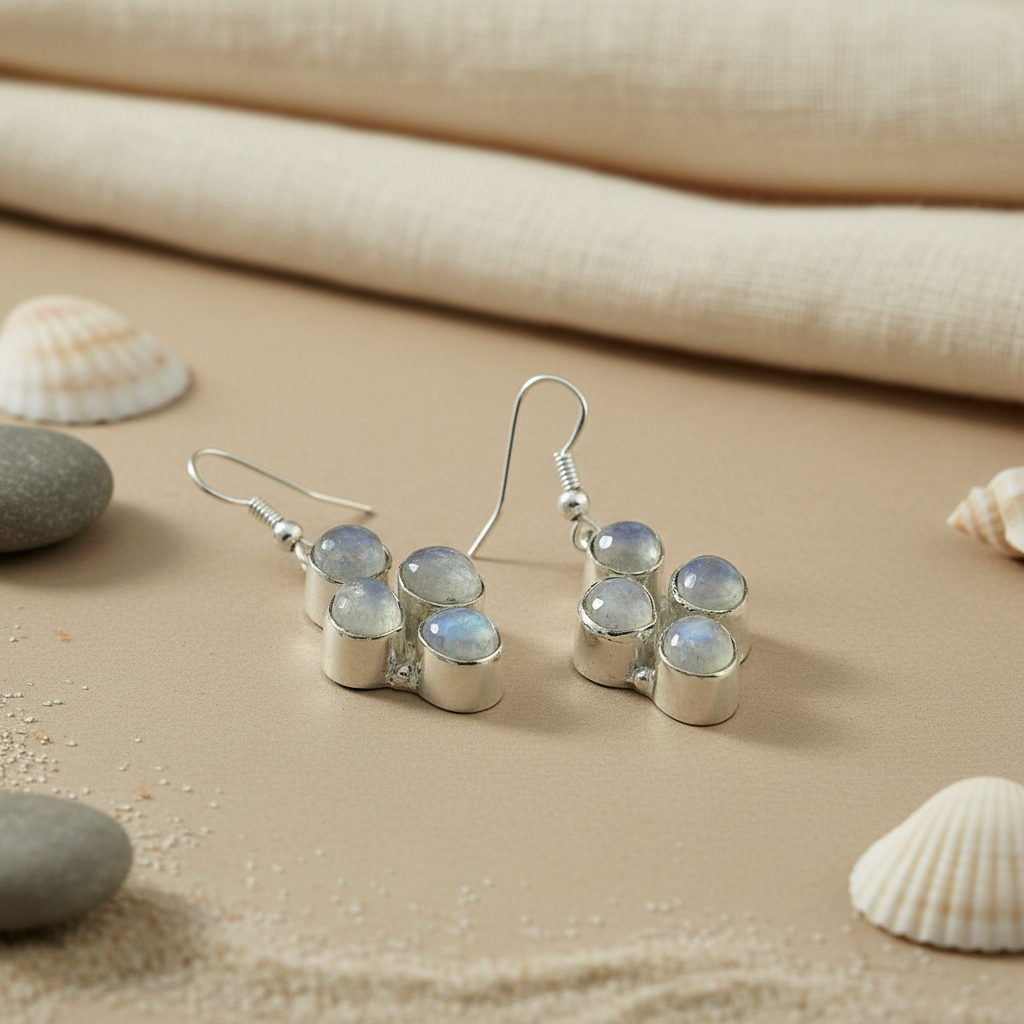 925 Silver Moonstone Drop Earrings for Women | Gemstone Jewelry
