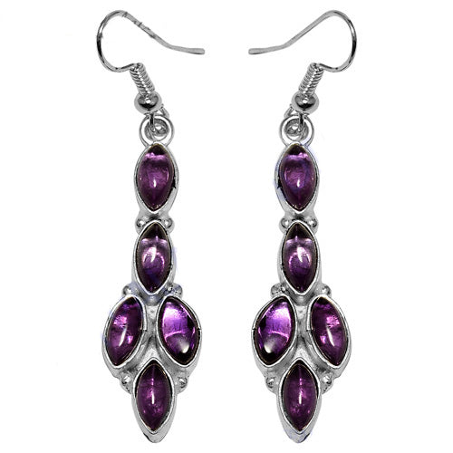 925 Silver Amethyst Drop Earrings for Women | Gemstone Jewelry
