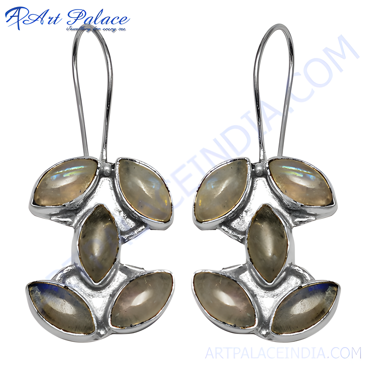 925 silver moonstone leaf earrings | for women | gift