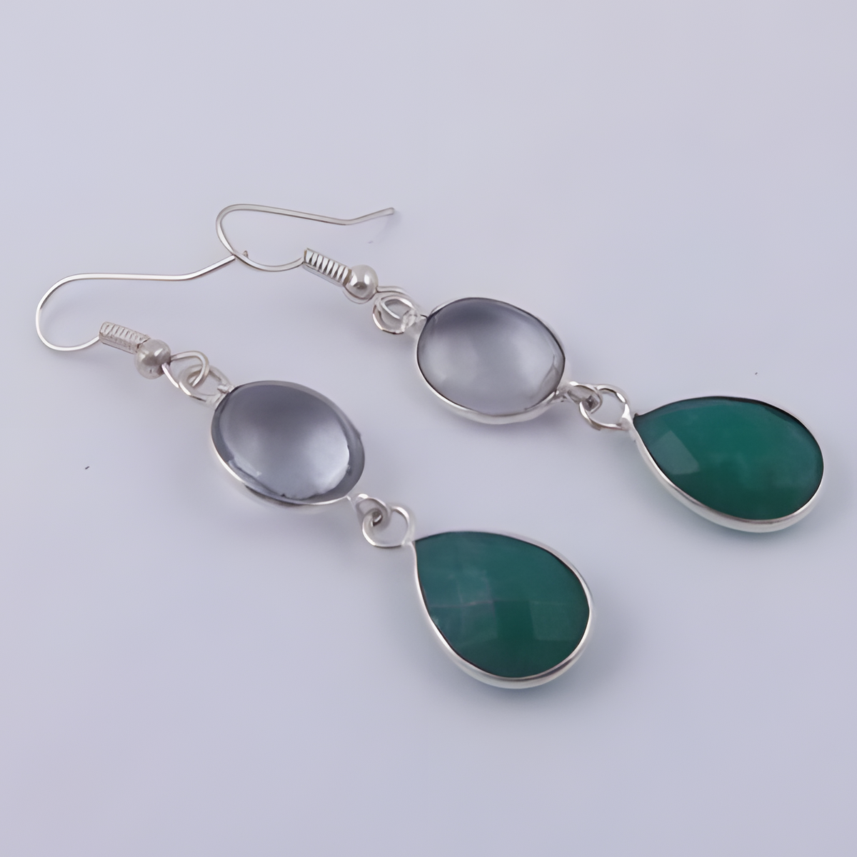925 silver & green agate drop earrings | women's jewelry gift