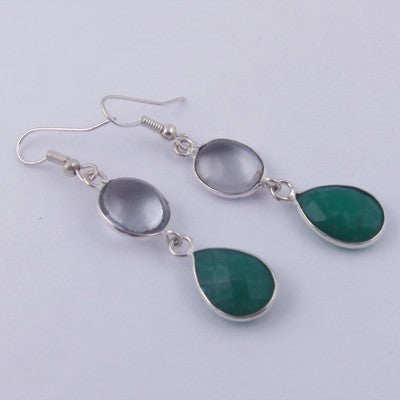 925 Silver & Green Agate Drop Earrings | Women's Jewelry Gift