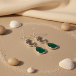 Load image into Gallery viewer, 925 Silver &amp; Green Agate Drop Earrings | Women's Jewelry Gift
