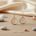 Load image into Gallery viewer, Silver Teardrop Earrings with Beige Gemstone | Women's Jewelry
