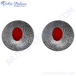 Load image into Gallery viewer, Silver Stud Earrings with Red Gemstone | Women&#39;s Jewelry Gift
