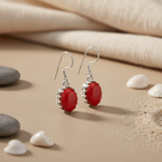 Load image into Gallery viewer, 925 Silver Red Coral Earrings for Women | Dangle Jewelry
