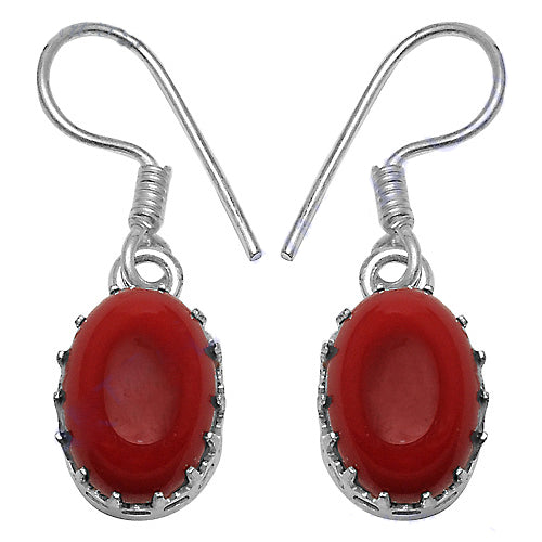 925 Silver Red Coral Earrings for Women | Dangle Jewelry