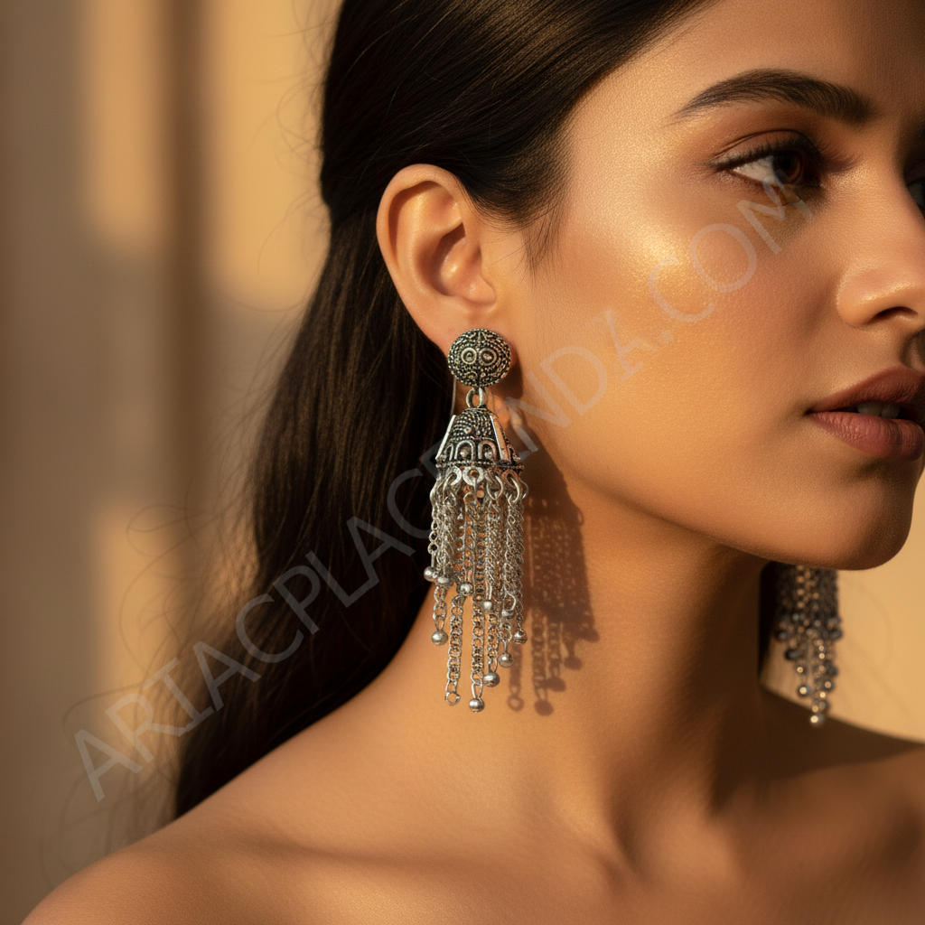 925 Sterling Silver Jhumka Earrings | Women's Indian Jewelry