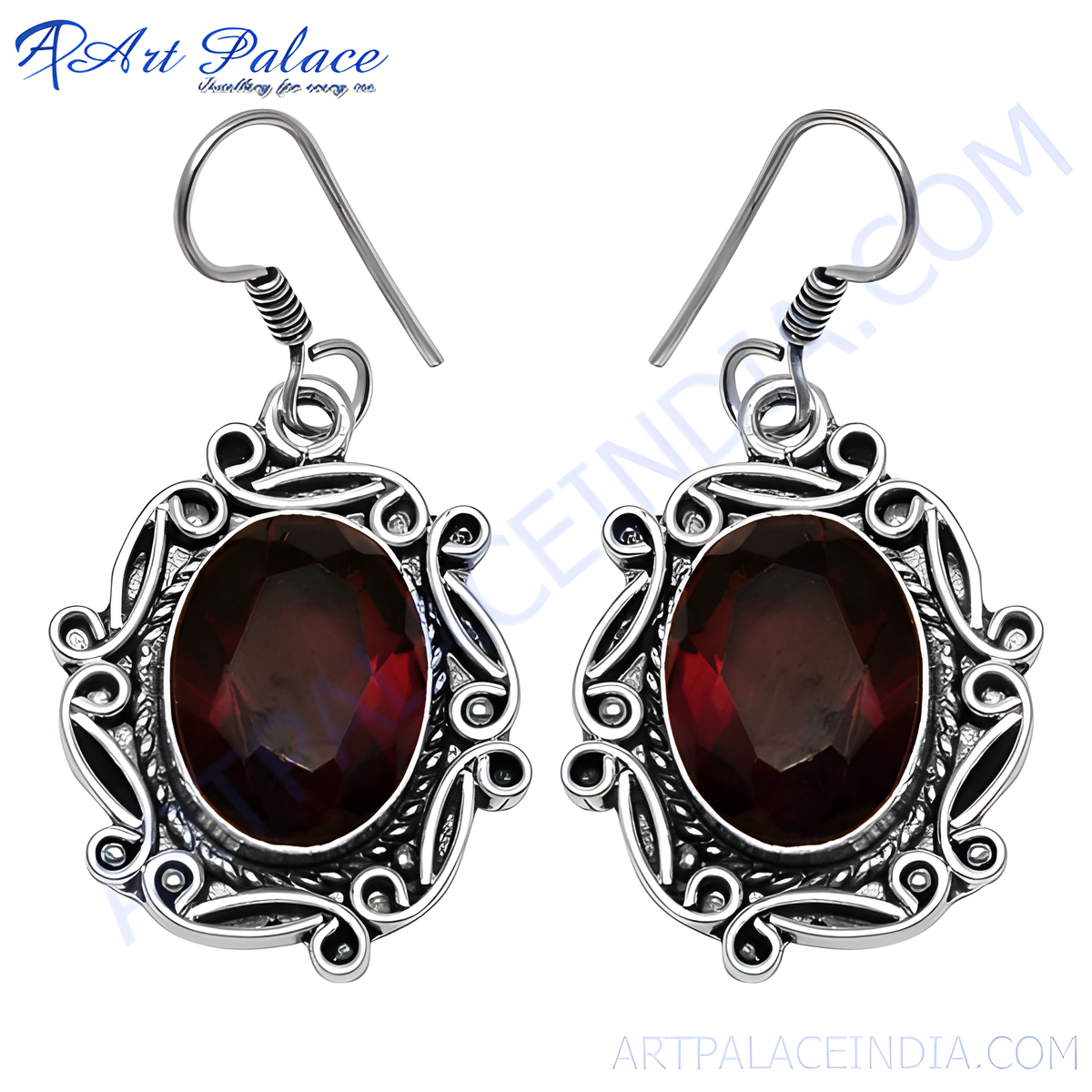 925 silver garnet drop earrings for women | gemstone jewelry
