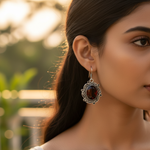 Load image into Gallery viewer, 925 Silver Garnet Drop Earrings for Women | Gemstone Jewelry
