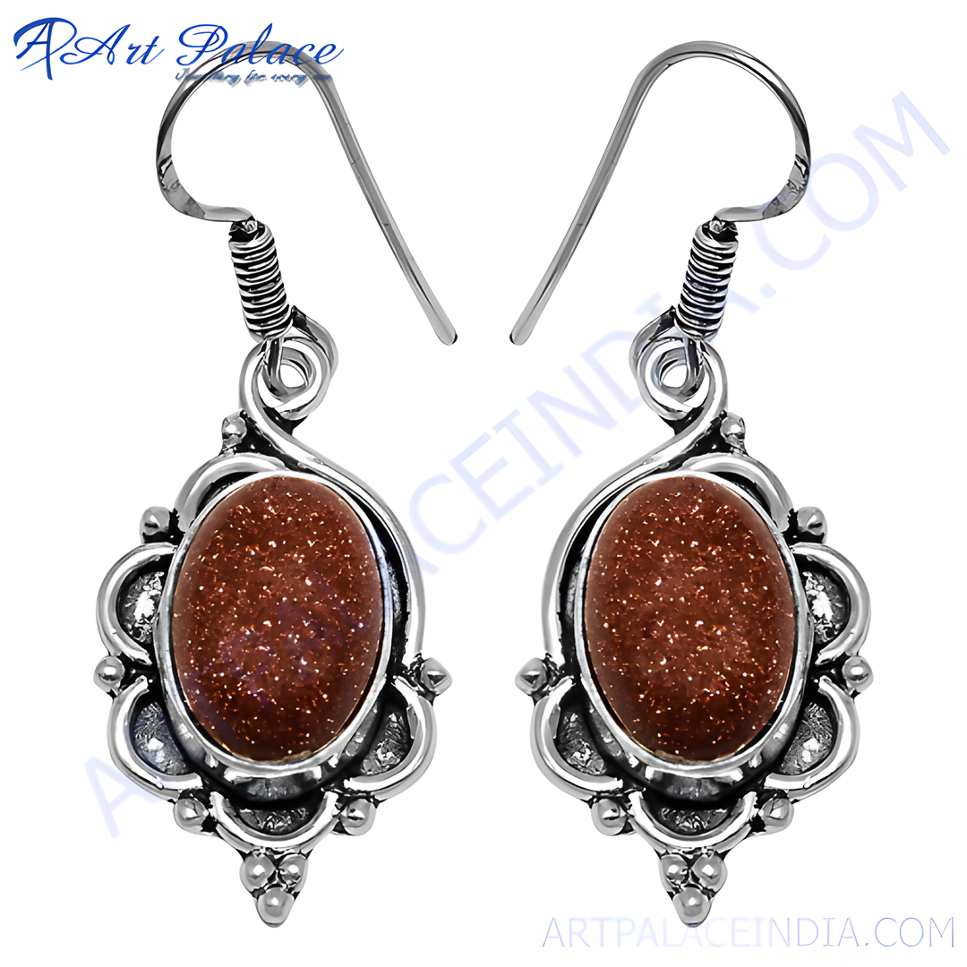 925 Silver Sunstone Drop Earrings for Women | Gemstone Jewelry