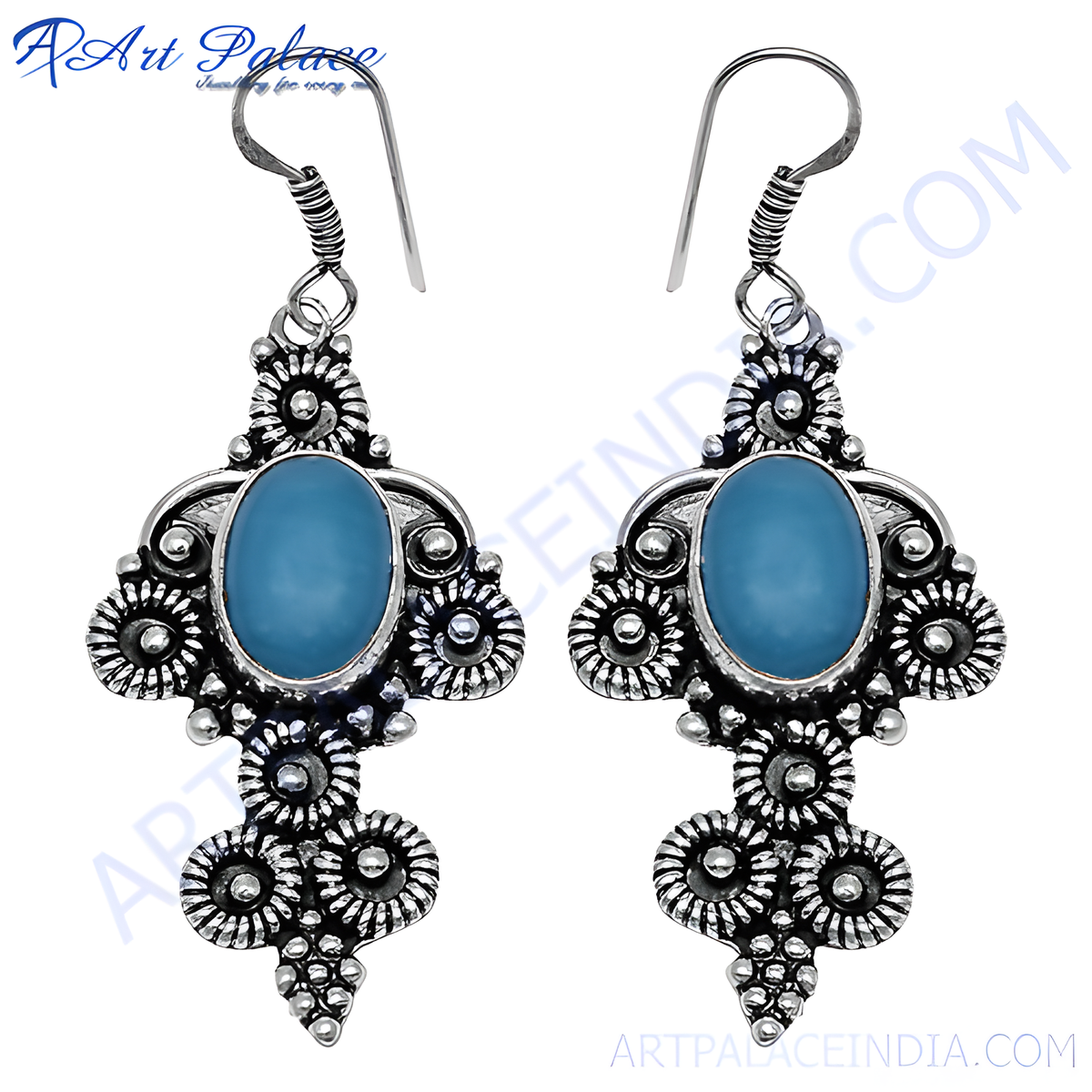 925 silver blue gemstone drop earrings for women | gift jewelry