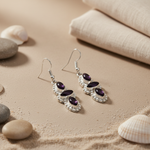 Load image into Gallery viewer, 925 Silver Amethyst Drop Earrings for Women | Gemstone Jewelry
