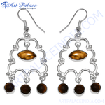 Load image into Gallery viewer, 925 Silver Tiger Eye Gemstone Drop Earrings for Women

