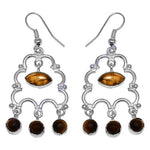 Load image into Gallery viewer, 925 Silver Tiger Eye Gemstone Drop Earrings for Women

