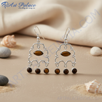 Load image into Gallery viewer, 925 silver drop earrings with tiger eye gemstones, silver drop earrings for women
