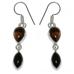 Load image into Gallery viewer, 925 Silver Smoky Quartz &amp; Onyx Drop Earrings for Women
