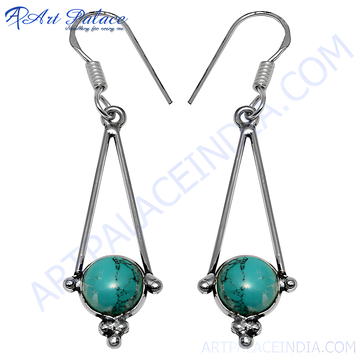 925 silver turquoise earrings | triangle drop earrings for women