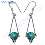 Load image into Gallery viewer, 925 Silver Turquoise Earrings | Triangle Drop Earrings for Women
