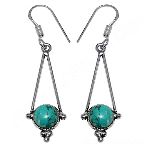925 Silver Turquoise Earrings | Triangle Drop Earrings for Women