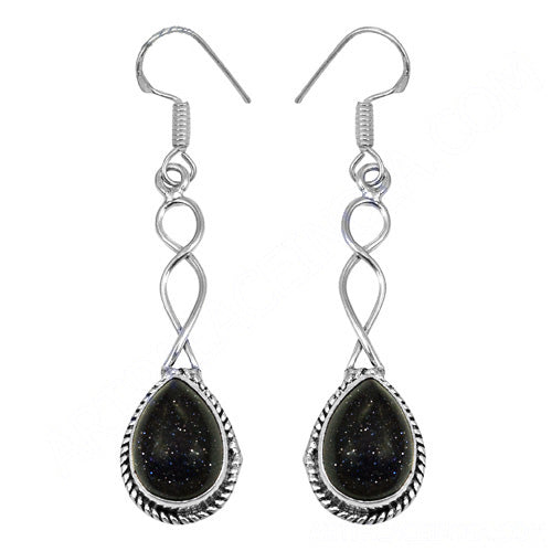 925 Silver Blue Sandstone Drop Earrings for Women | Gift