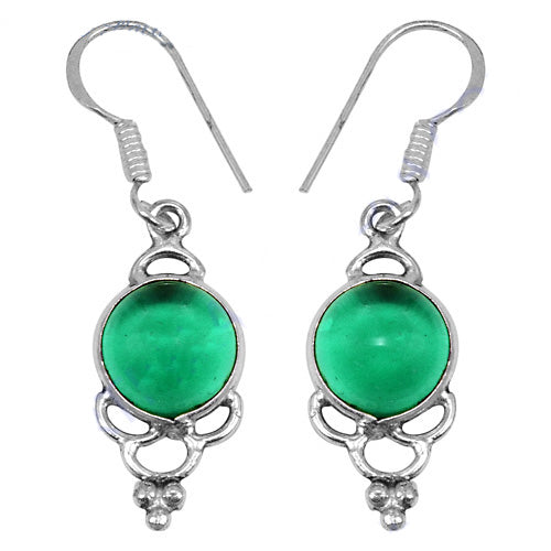 925 Silver Green Gemstone Drop Earrings for Women | Gift