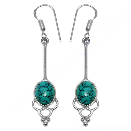 925 Silver Turquoise Dangle Earrings for Women | Gift