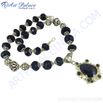 Load image into Gallery viewer, Silver Blue Sandstone Bead Necklace for Women | Gift Jewelry
