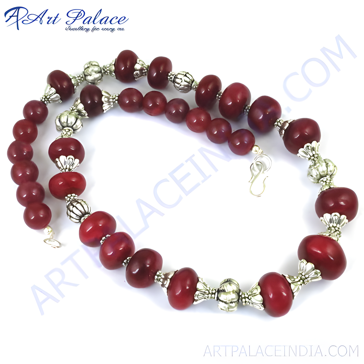 Red stone bead necklace for women | statement jewelry gift