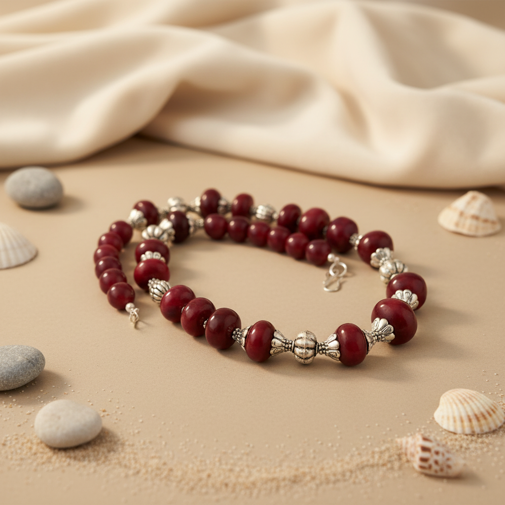 Red Stone Bead Necklace for Women | Statement Jewelry Gift