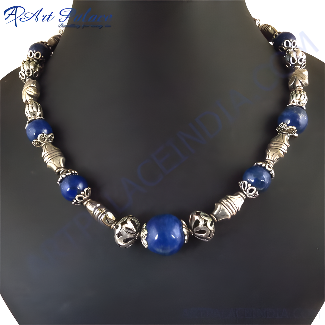 Blue Gemstone Beaded Necklace | Sterling Silver | Women's Jewelry