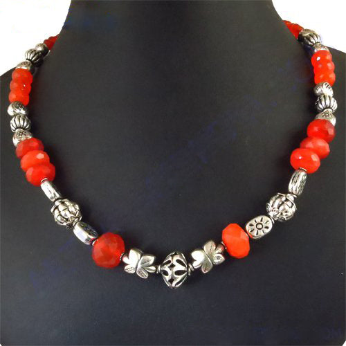 Red gemstone beaded necklace for women | fashion jewelry