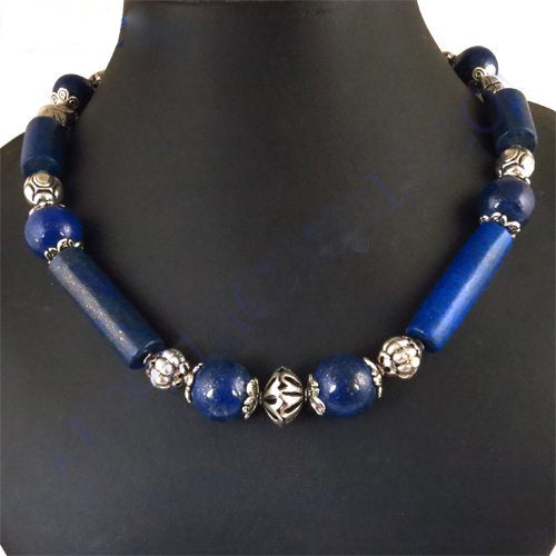 Blue gemstone beaded necklace | statement jewelry for women
