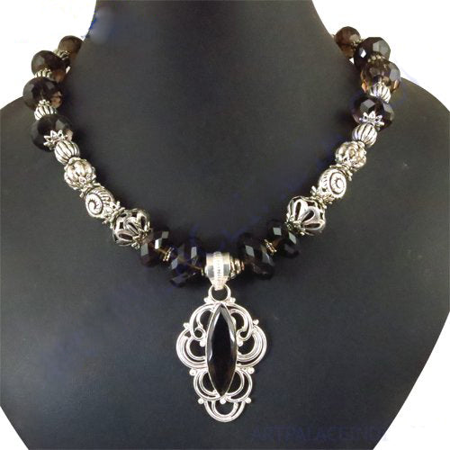Smoky quartz & silver necklace | statement jewelry for women