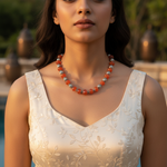 Load image into Gallery viewer, Red Gemstone Beaded Necklace | Silver Accents | Women&#39;s Fashion Jewelry
