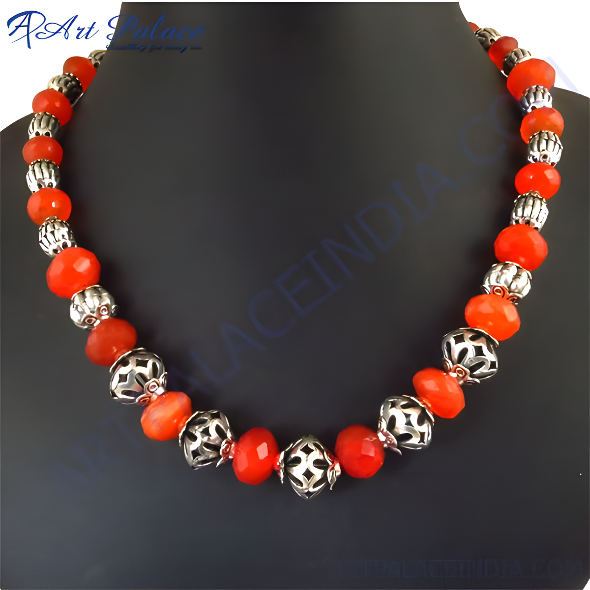 Red carnelian bead necklace | sterling silver | women's jewelry