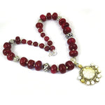 Load image into Gallery viewer, Red Stone Bead Necklace with Pendant | Statement Jewelry
