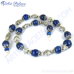 Load image into Gallery viewer, Silver Lapis Lazuli Bead Necklace | Women&#39;s Beaded Jewelry

