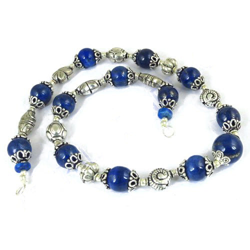 Silver Lapis Lazuli Bead Necklace | Women's Beaded Jewelry