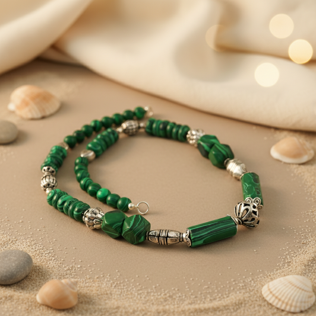Malachite Stone Necklace for Women | Green Gemstone Jewelry