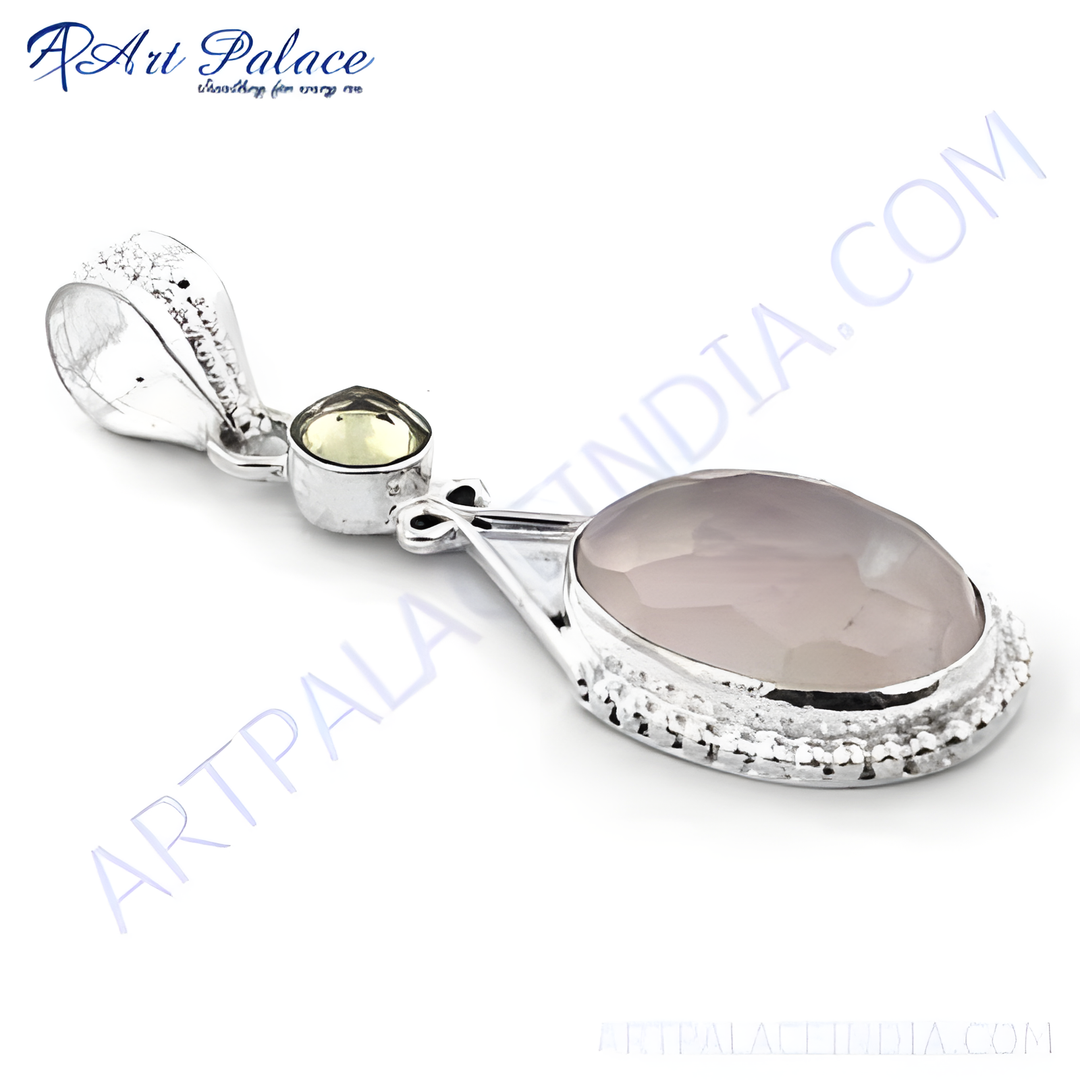 925 Silver Rose Quartz Pendant for Women | Gemstone Jewelry