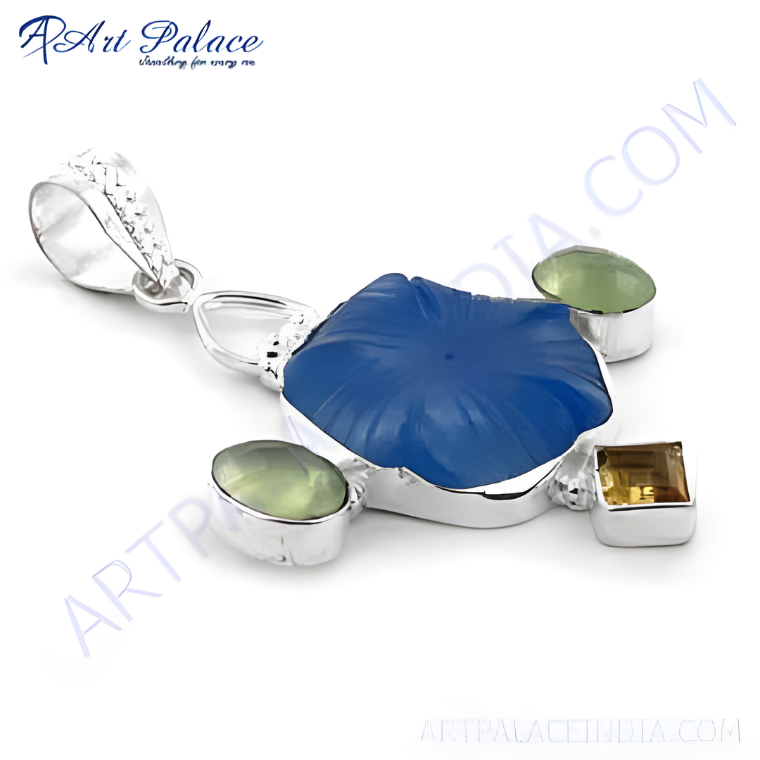 925 Silver Blue Gemstone Pendant | Sterling Silver Jewelry