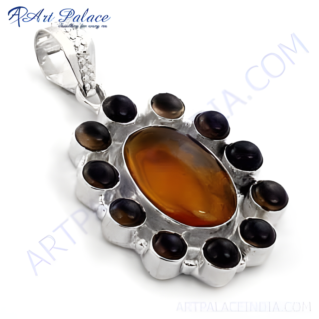 925 Silver Oval Gemstone Pendant Necklace for Women