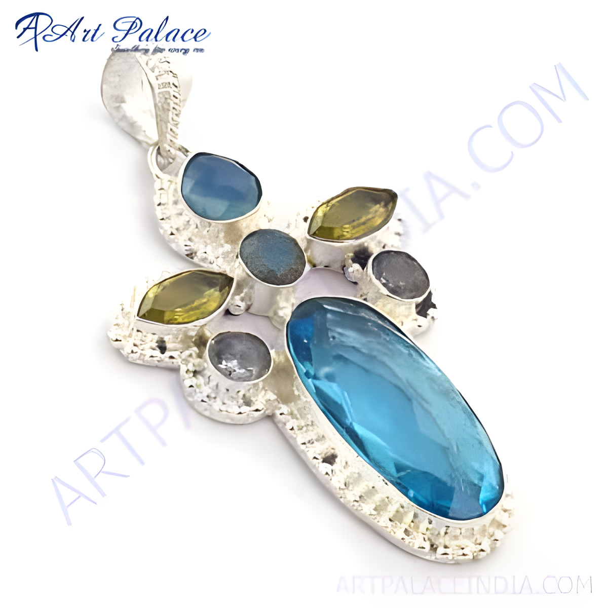925 silver blue topaz gemstone pendant for women | gift jewelry
