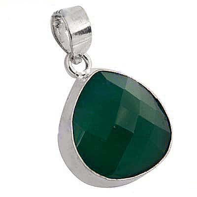 925 silver green onyx teardrop pendant for women | gift