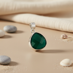 Load image into Gallery viewer, 925 Silver Green Onyx Teardrop Pendant for Women | Gift
