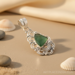 Load image into Gallery viewer, 925 sterling silver pendant with green gemstone, a beautiful fashion jewelry for women.
