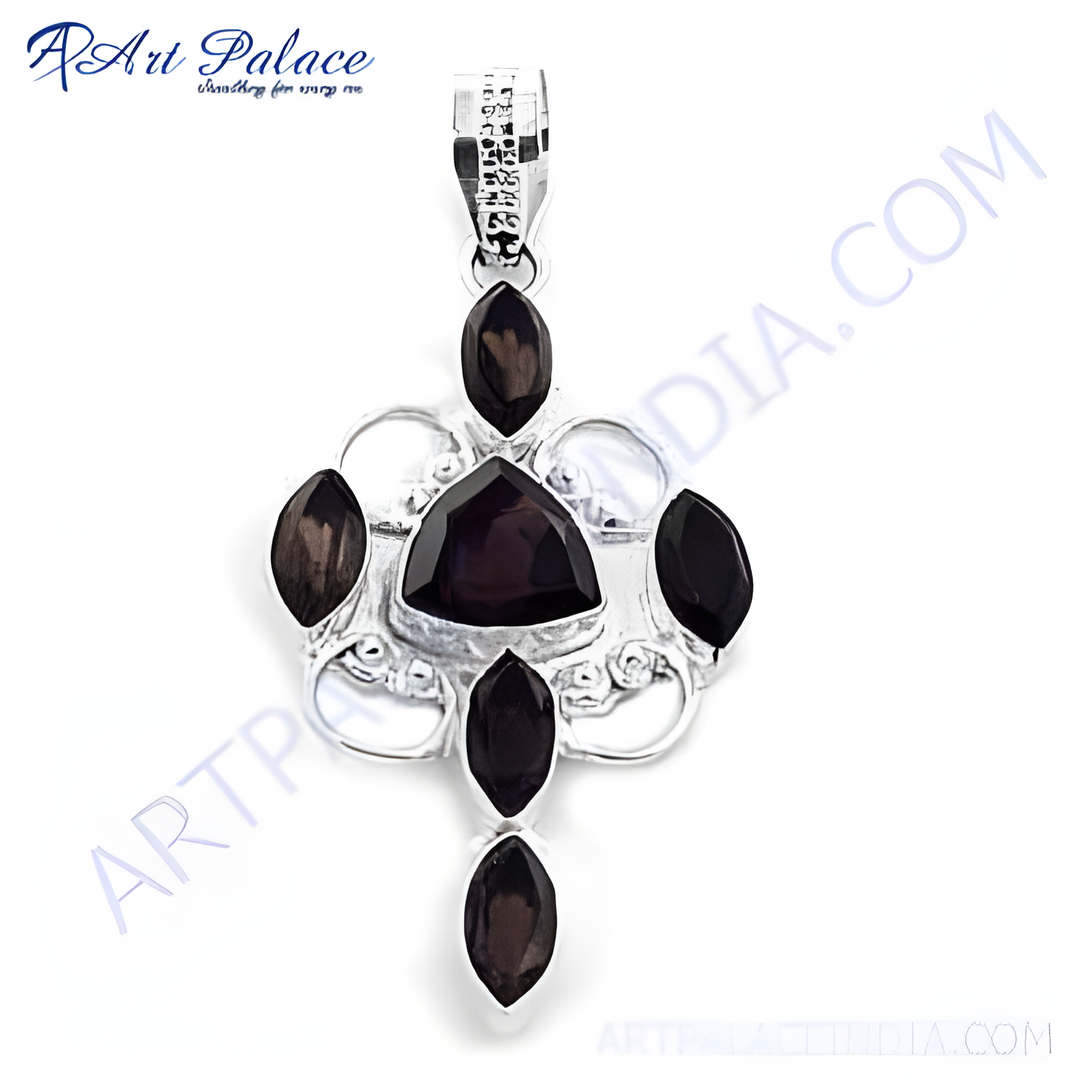 925 Silver Black Gemstone Pendant | Statement Jewelry for Women