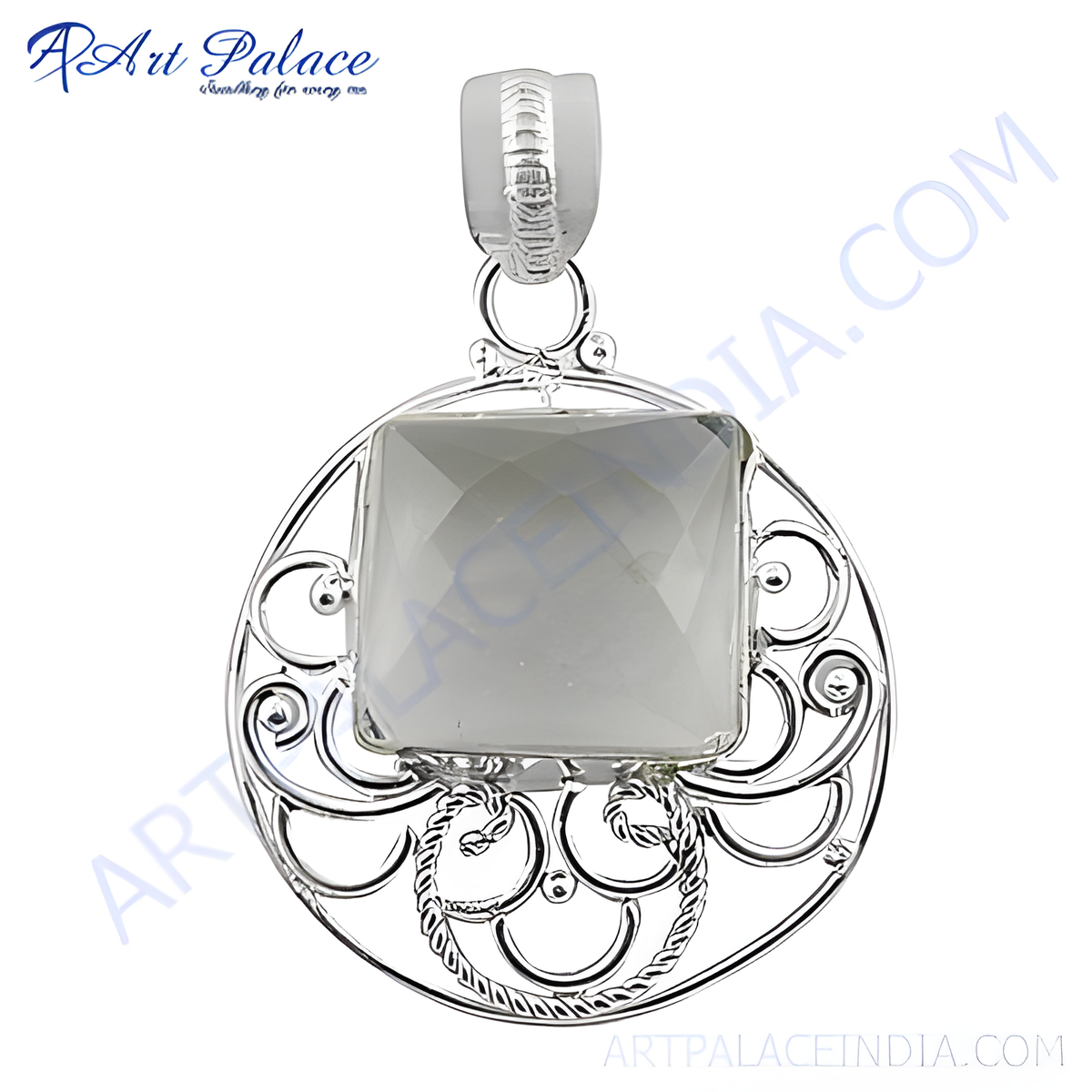 925 silver square stone pendant necklace | women's jewelry gift
