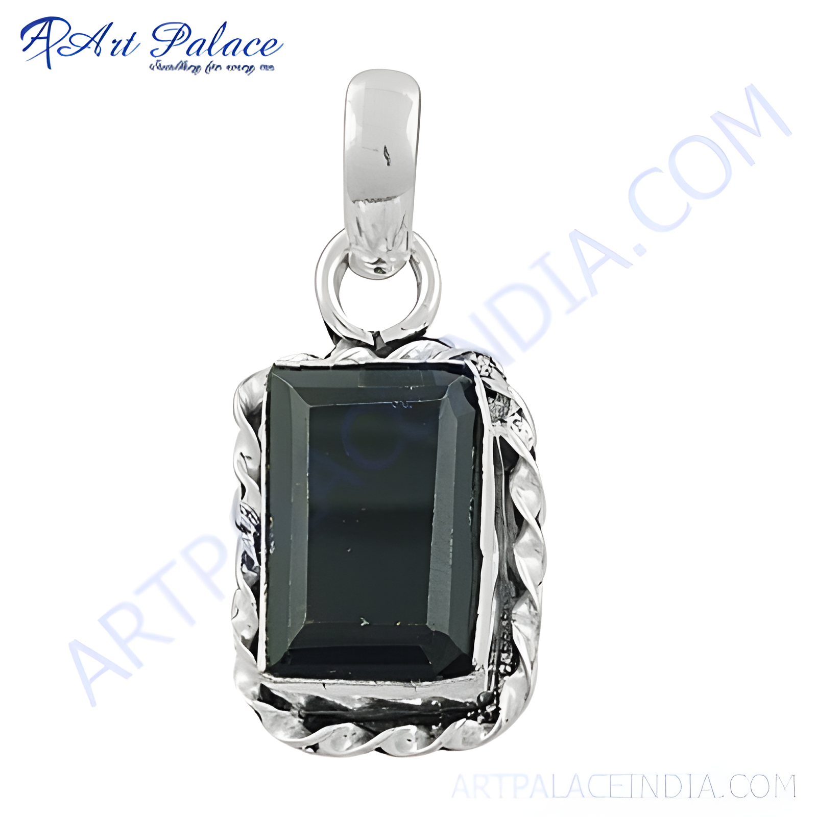 925 sterling silver pendant with a black onyx rectangular gemstone, stylish jewelry, black gemstone pendant for women